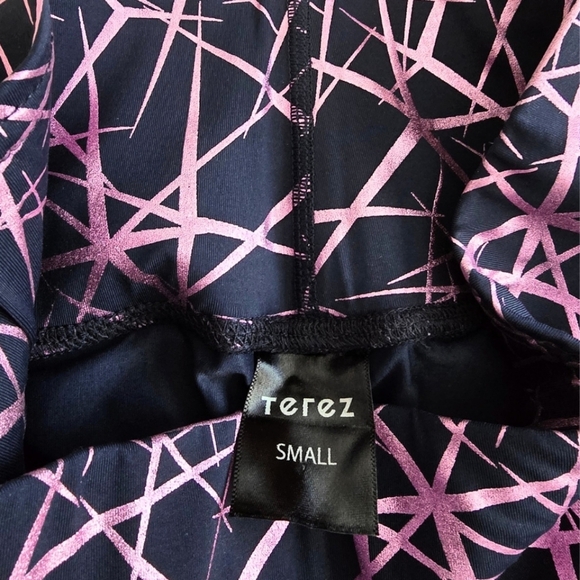 Terez Stars High-Rise Foil Leggings Navy/Light Pink Size Small Active - Picture 5 of 5